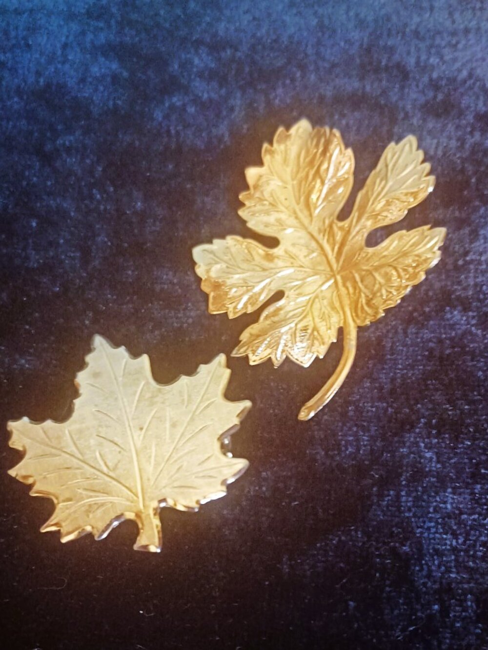 2 Gold Leaf Brooches (1 Vintage)
